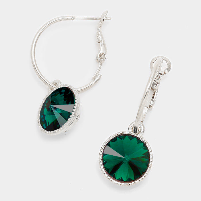 Small Emerald Austrian Crystal Dangle Earrings