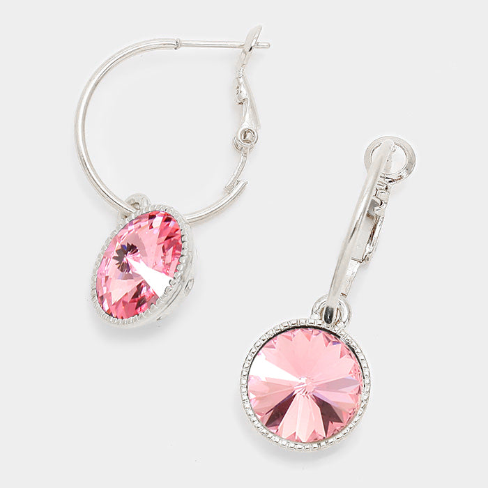 Small Light Rose Austrian Crystal Dangle Earrings