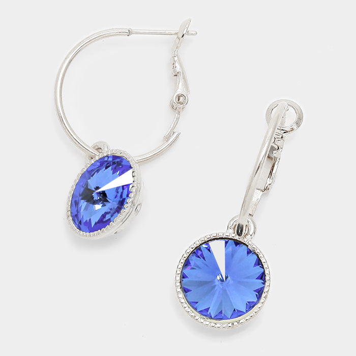 Small Blue Austrian Crystal Dangle Earrings