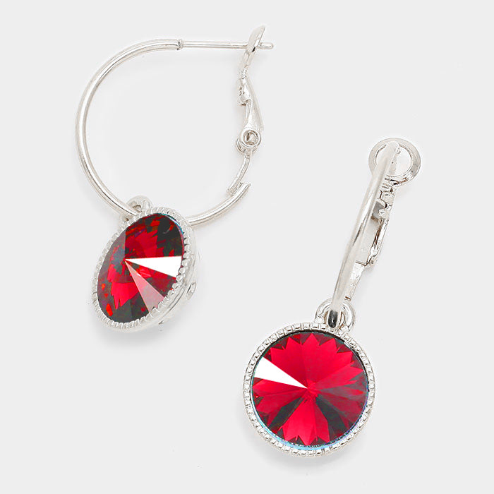 Small Red Austrian Crystal Dangle Earrings