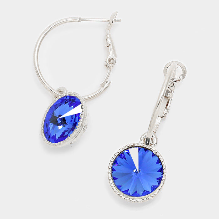 Small Sapphire Austrian Crystal Dangle Earrings