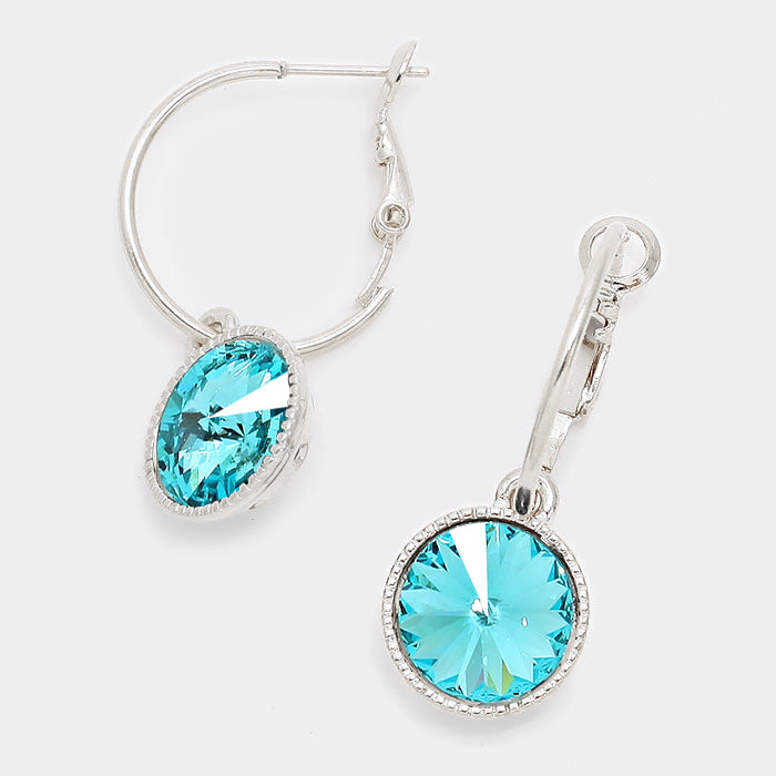 Small Turquoise Austrian Crystal Dangle Earrings