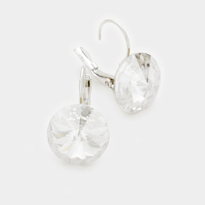 Small Clear Genuine Austrian Crystal Drop Earrings | 0.6" x 0.8"