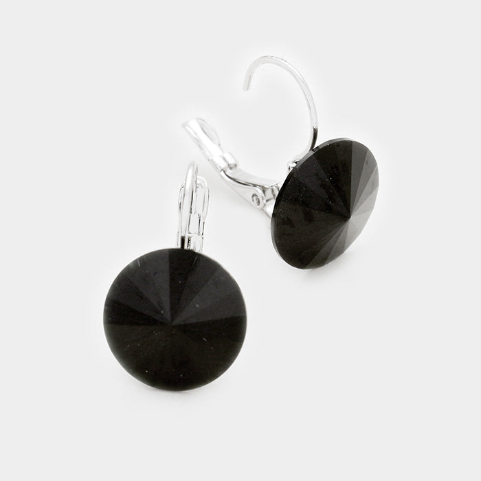 Small Black Genuine Austrian Crystal Drop Earrings | 0.6" x 0.8"