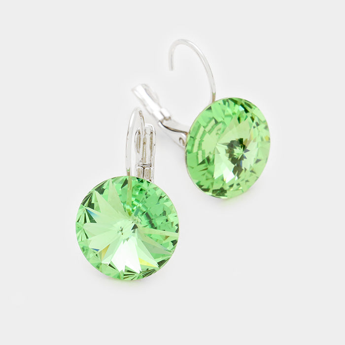 Small Light Green Genuine Austrian Crystal Drop Earrings | 0.6" x 0.8"