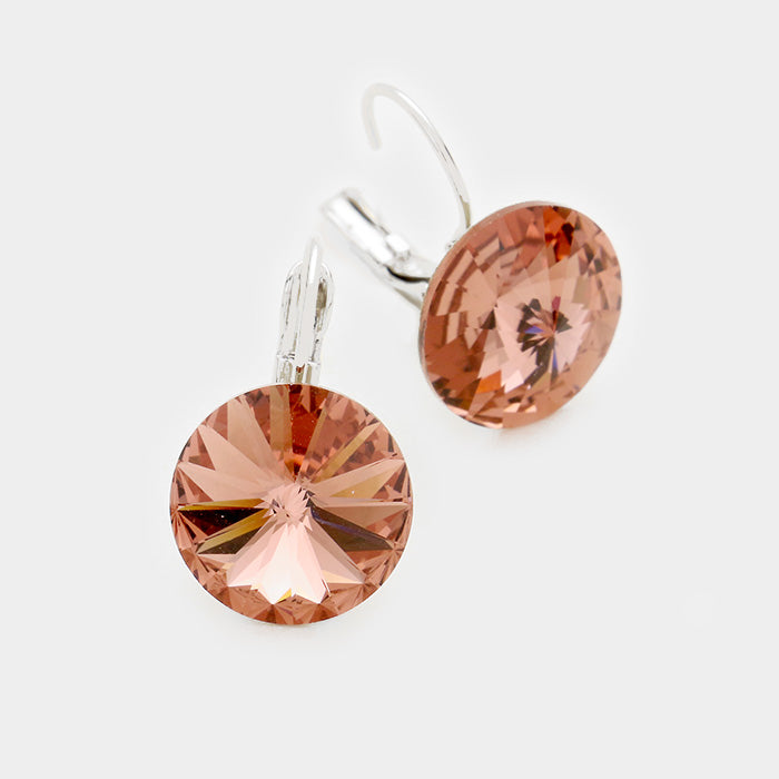 Small Brown Genuine Austrian Crystal Drop Earrings | 0.6" x 0.8"