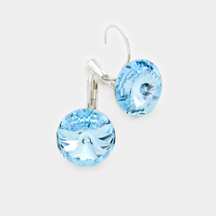 Small Aqua Genuine Austrian Crystal Drop Earrings | 0.4" x 0.8"