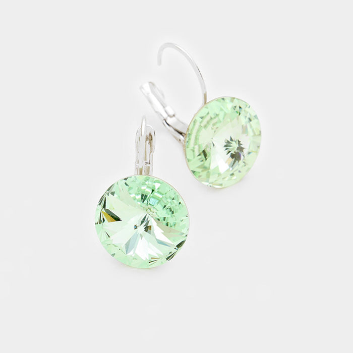 Small Light Green Genuine Austrian Crystal Drop Earrings | 0.4" x 0.8"