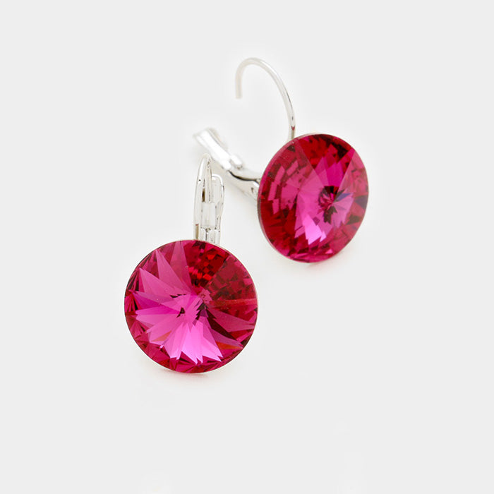 Small Fuchsia Genuine Austrian Crystal Drop Earrings | 0.4" x 0.8" | 373324
