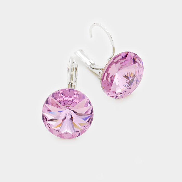 Small Light Amethyst Genuine Austrian Crystal Drop Earrings | 0.4" x 0.8" | 373325