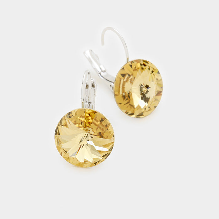 Small Topaz Genuine Austrian Crystal Drop Earrings | 0.4" x 0.8"