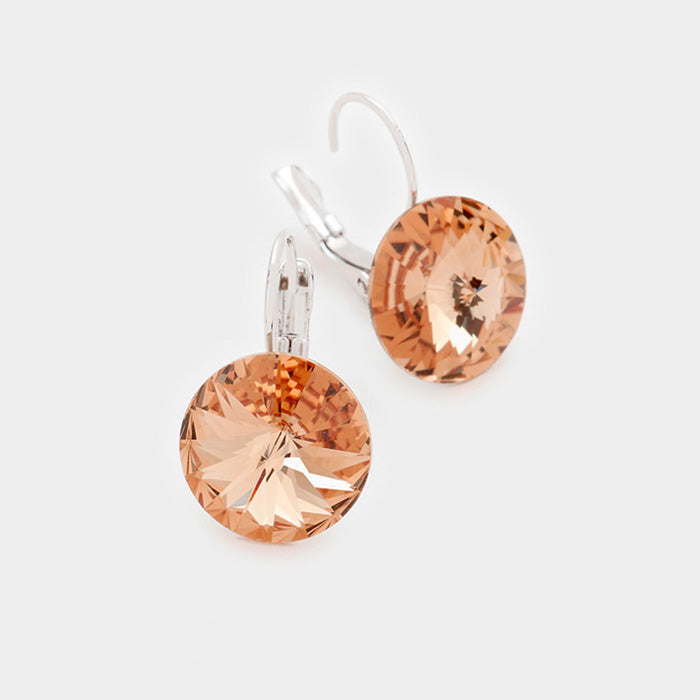 Small Peach Genuine Austrian Crystal Drop Earrings | 0.4" x 0.8" | 373327