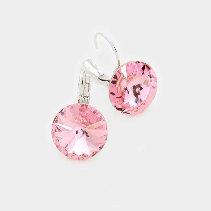 Small Pink Genuine Austrian Crystal Drop Earrings | 0.4" x 0.8"