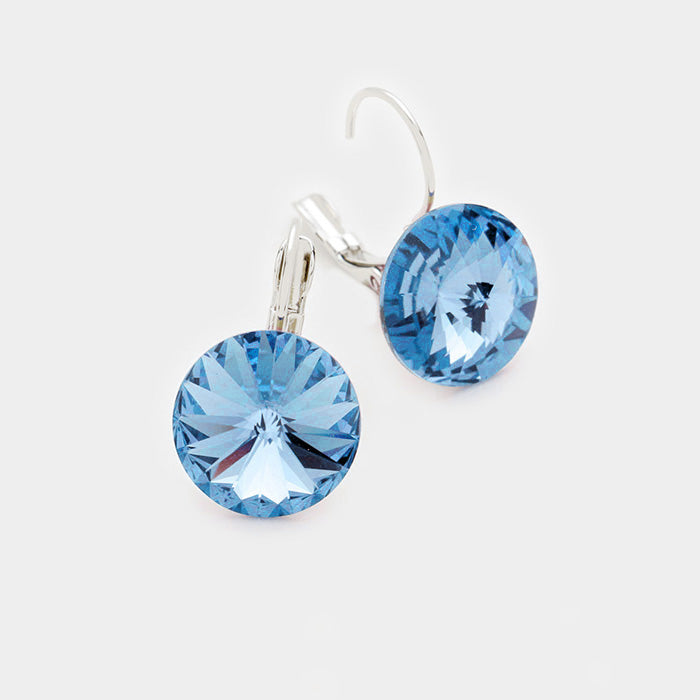 Small Light Sapphire Genuine Austrian Crystal Drop Earrings | 0.4" x 0.8"