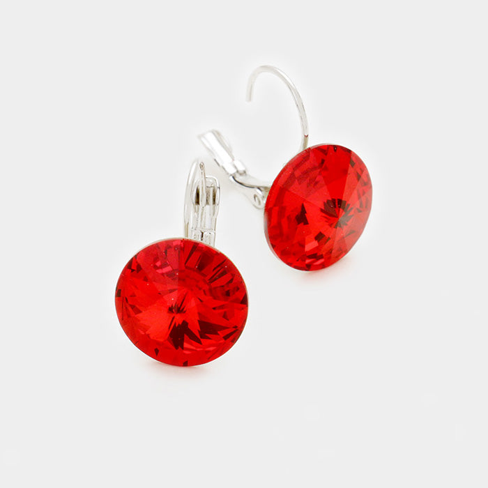 Small Red Genuine Austrian Crystal Drop Earrings | 0.4" x 0.8"