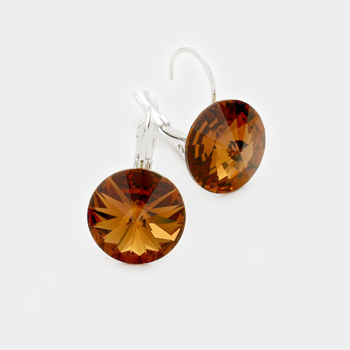 Small Topaz Genuine Austrian Crystal Drop Earrings | 0.4" x 0.8"