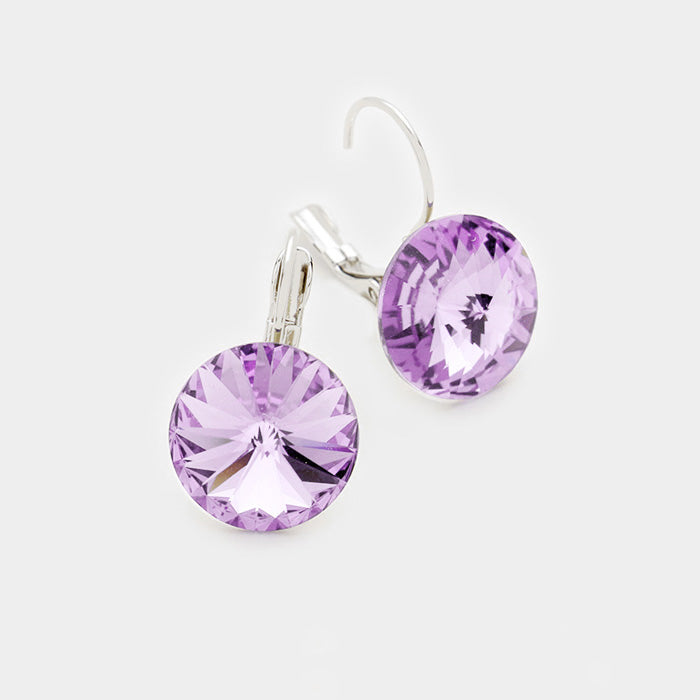 Small Violet Genuine Austrian Crystal Drop Earrings | 0.4" x 0.8" | 373340