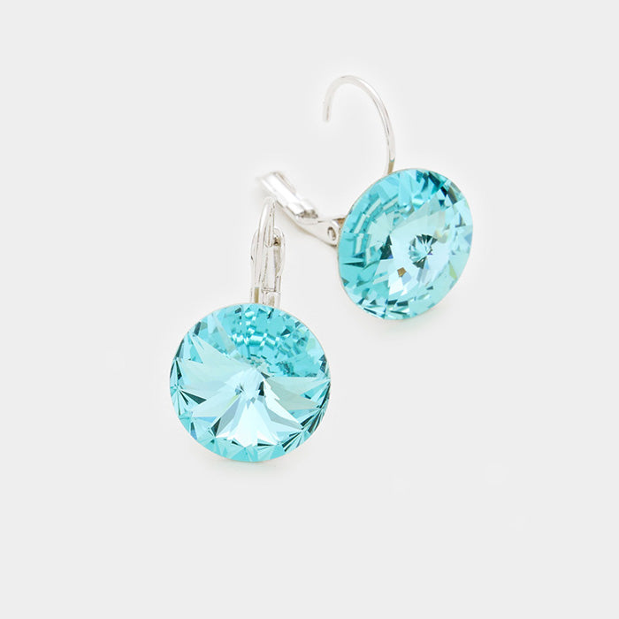 Small Turquoise Genuine Austrian Crystal Drop Earrings | 0.4" x 0.8"