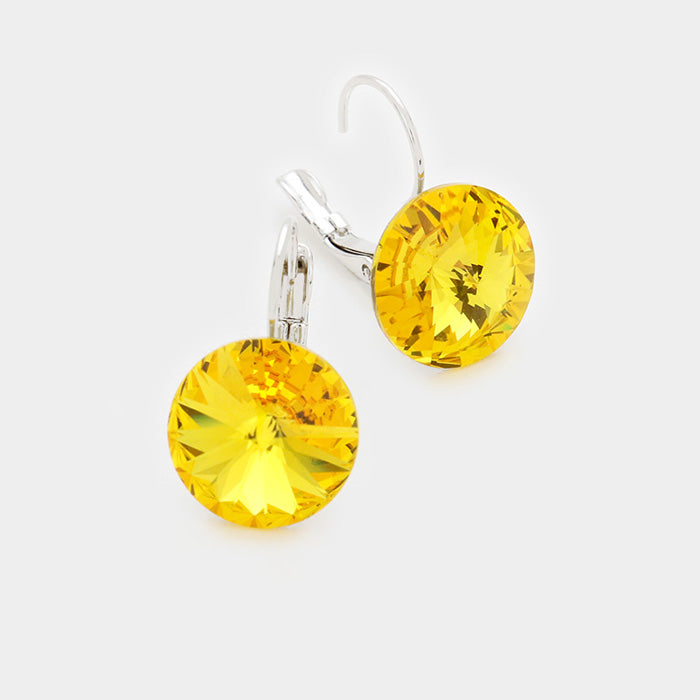 Small Dark Yellow Genuine Austrian Crystal Drop Earrings | 0.4" x 0.8"