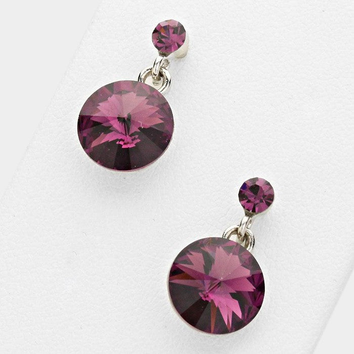 Little Girls Dark Purple Dangle Earrings