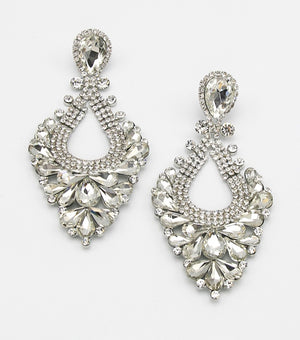 Large Clear Crystal Statement Pageant Earrings