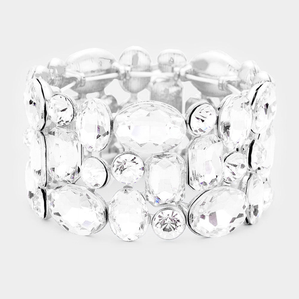 Clear Crystal Stretch Pageant Bracelet