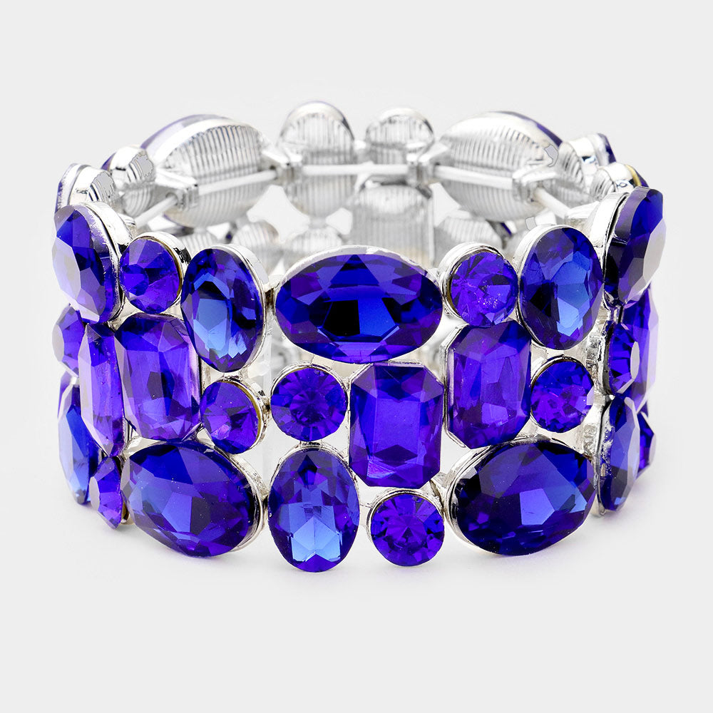 Sapphire Crystal Stretch Pageant Bracelet