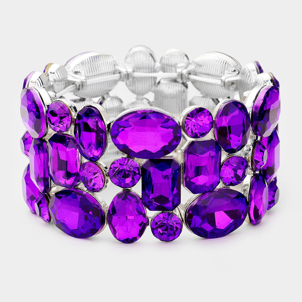 Purple Crystal Stretch Pageant Bracelet