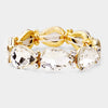 Clear Crystal Teardrop Stretch Pageant Bracelet on Gold | Prom Bracelet