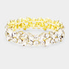 Clear Crystal Marquis Stone Pageant Bracelet on Gold | Prom Bracelet