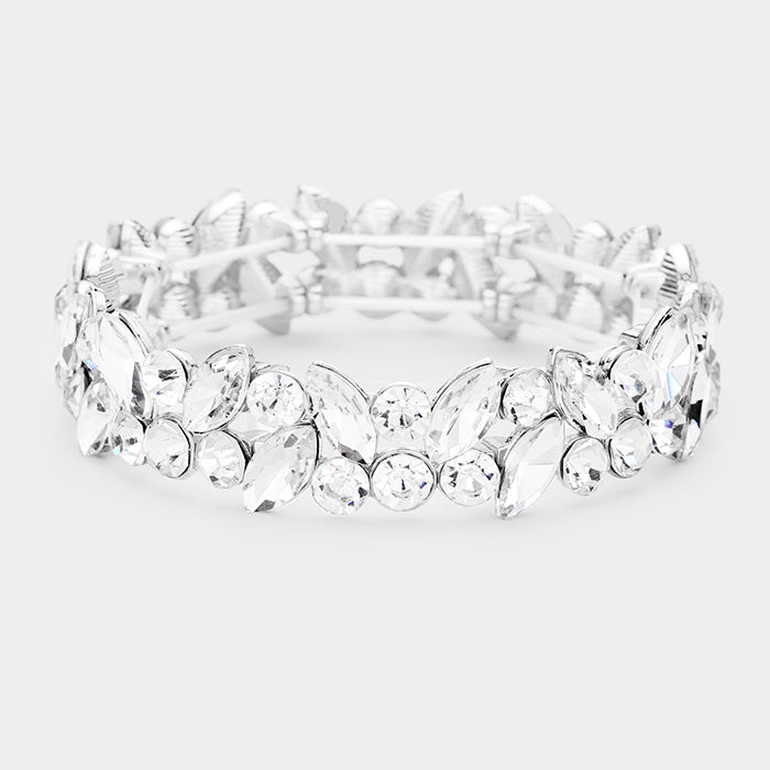 Clear Crystal Marquis Stone Pageant Bracelet  | Prom Bracelet