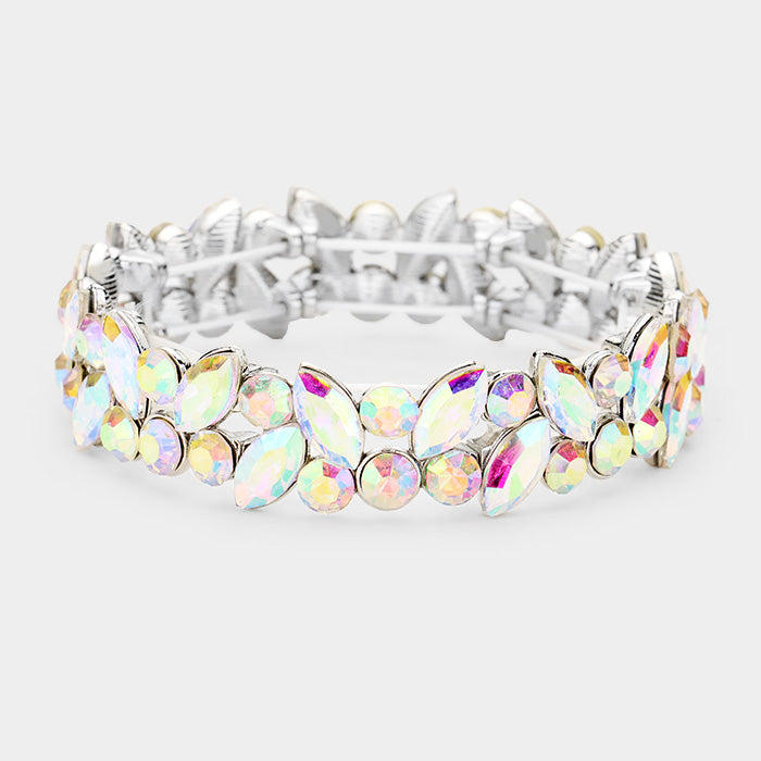 AB Crystal Marquis Stone Pageant Bracelet | Prom Bracelet