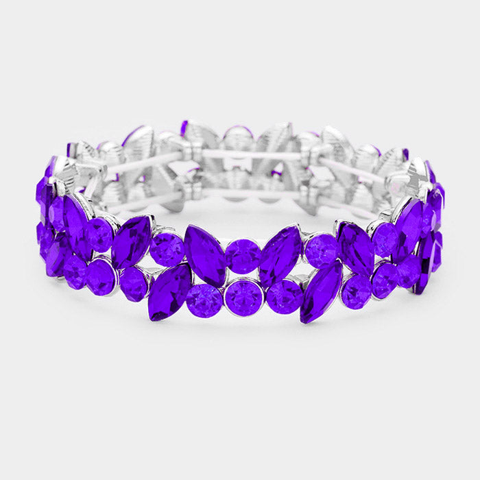 Purple Crystal Marquis Stone Pageant Bracelet | Prom Bracelet