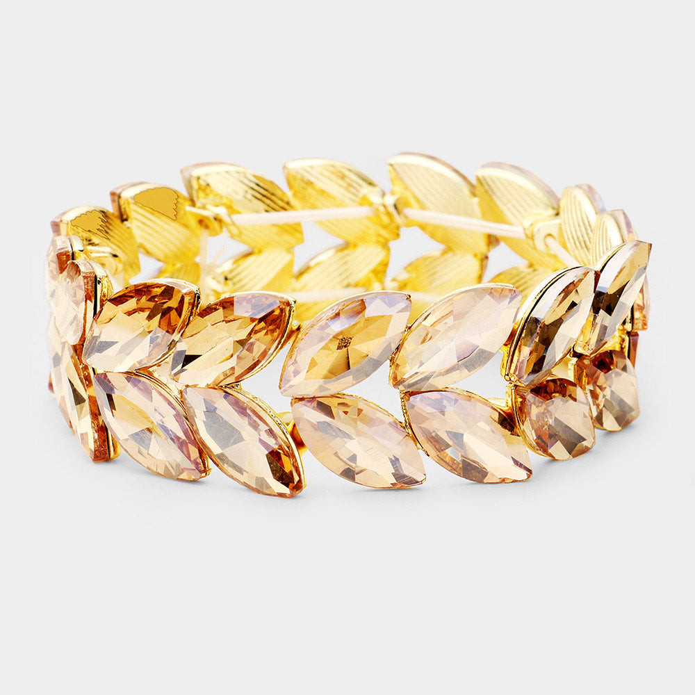 Topaz Crystal Marquise Shaped Stone Stretch Bracelet