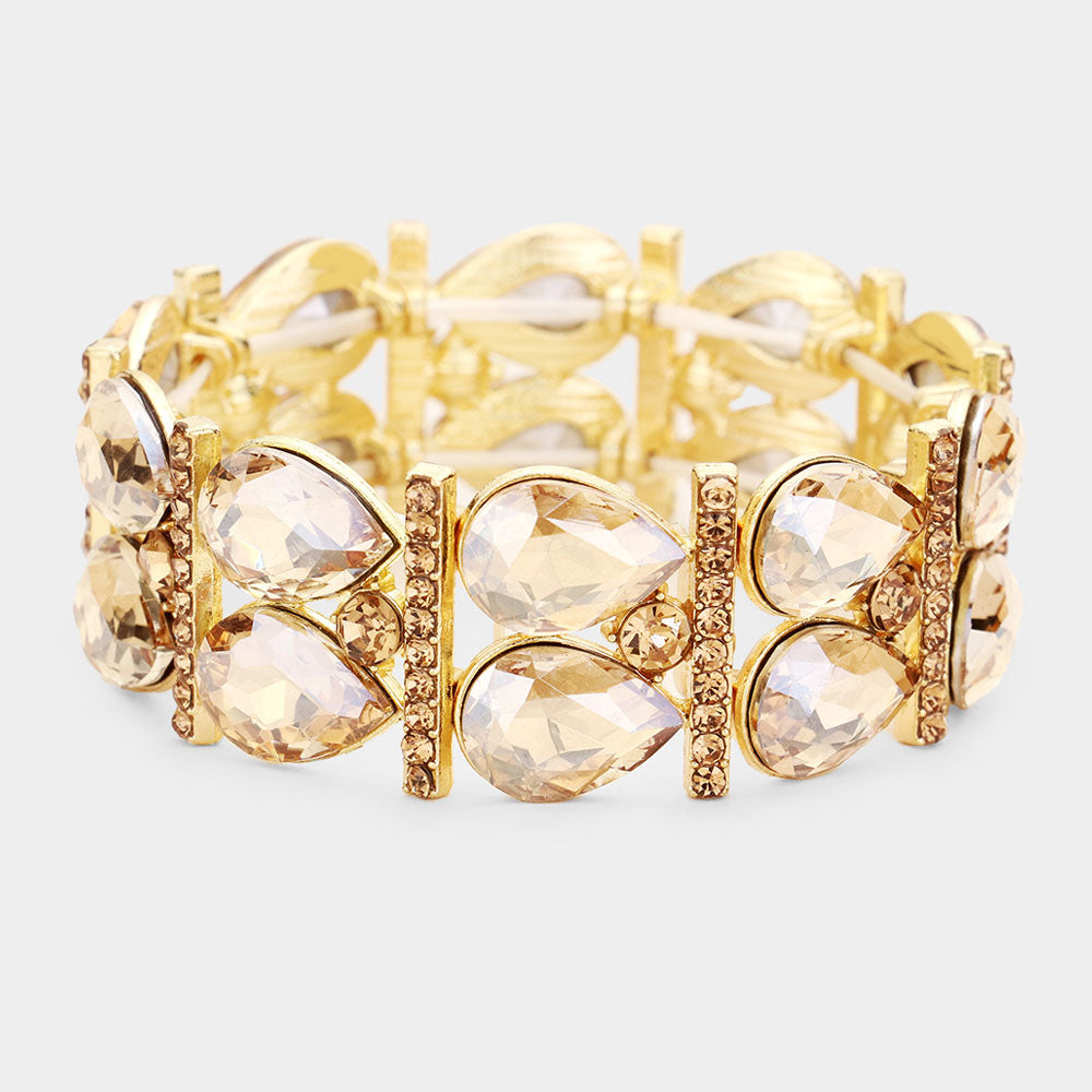 Gold Teardrop Stretch Pageant Bracelet