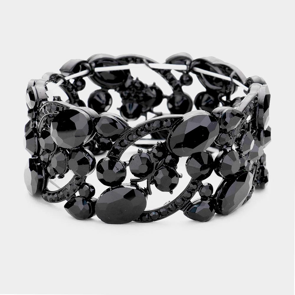 Black Crystal Butterfly Stretch Bracelet