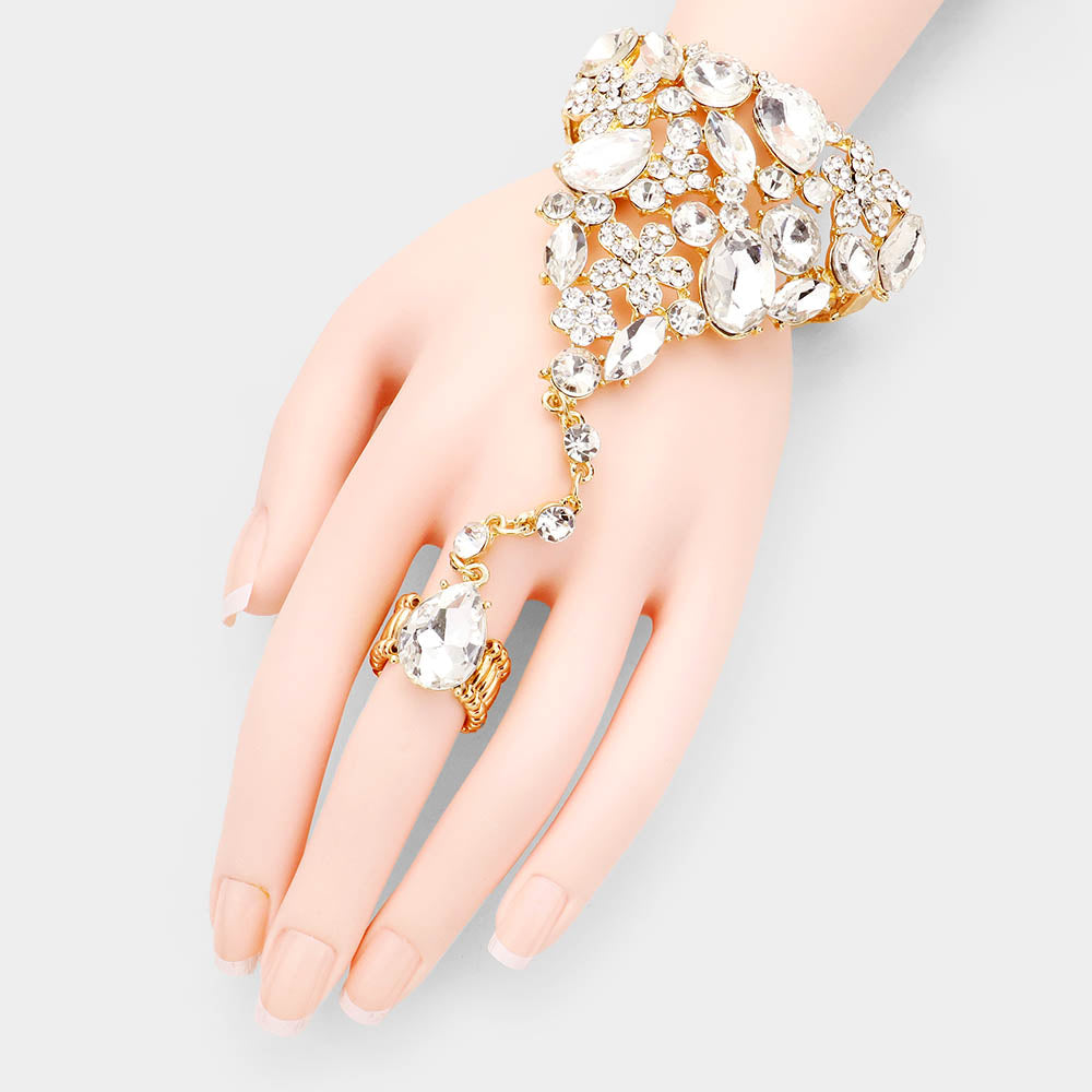 Luxury Flower Gold Color Cuff Bracelet & Ring Dubai Ethiopian Indian Arabic Bangle  Hand Bracelet For Women Bridal Jewelry Set - AliExpress
