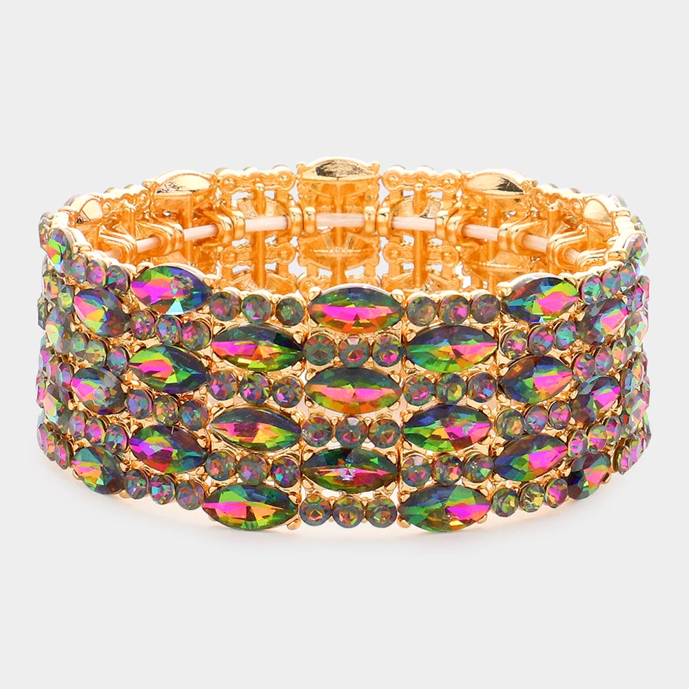 Multi-Color Marquise Stone Accented Stretch Pageant Bracelet | Crystal  Bracelet | 581604