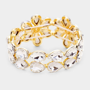 Crystal Floral Teardrop Prom Bracelet | Pageant Bracelet |  451414
