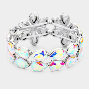 AB Crystal Floral Teardrop Prom Bracelet | Pageant Bracelet |  451419