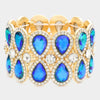 Double Teardrop Blue AB Crystal Rhinestone Stretch Bracelet