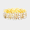 Clear Crystal Flower Stretch Pageant Bracelet on Gold  | Prom Bracelet