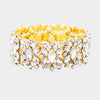 Clear Crystal Floral Pageant Stretch Bracelet on Gold | Prom Bracelet