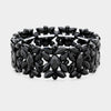 Black Crystal Floral Pageant Stretch Bracelet  | Prom Bracelet