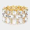 Wide Clear Crystal Multi Cluster Stone Pageant Bracelet | Prom Bracelet