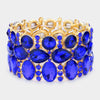 Wide Sapphire Crystal Multi Cluster Stone Pageant Bracelet  | Prom Bracelet