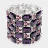 Large Purple Emerald Cut Crystal Stretch Bracelet   | Pageant Bracelet 