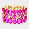 Purple AB Crystal Teardrop Surround Stretch Pageant Bracelet | Prom Jewelry