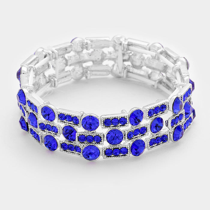 Royal Blue Crystal and rhinestone stretch bracelet