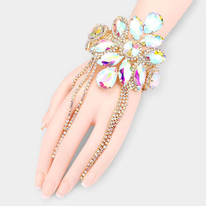 AB Crystal Cuff Fringe Bracelet | Crystal Arm Cuff with Fringe on Gold